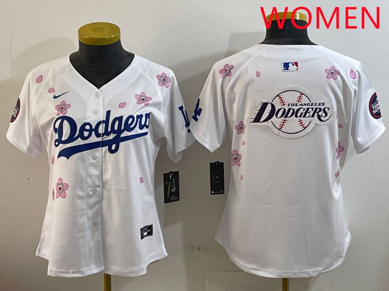 Women Los Angeles Dodgers Blank White Sakura Edition 2025 Nike MLB Jersey style 25